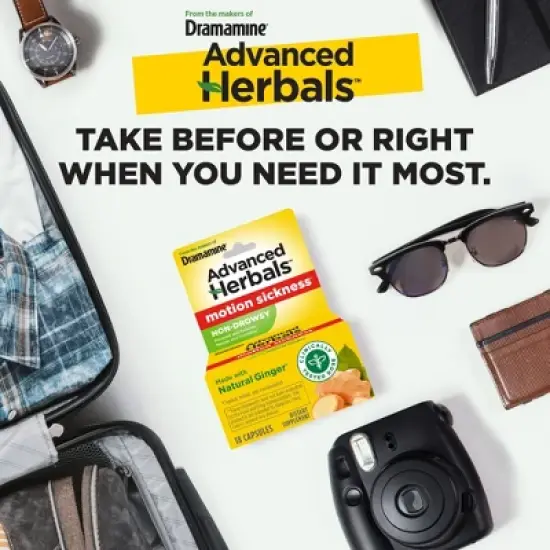 Dramamine Advanced Herbals Non-Drowsy Motion Sickness Relief Capsules - 18ct image {3}