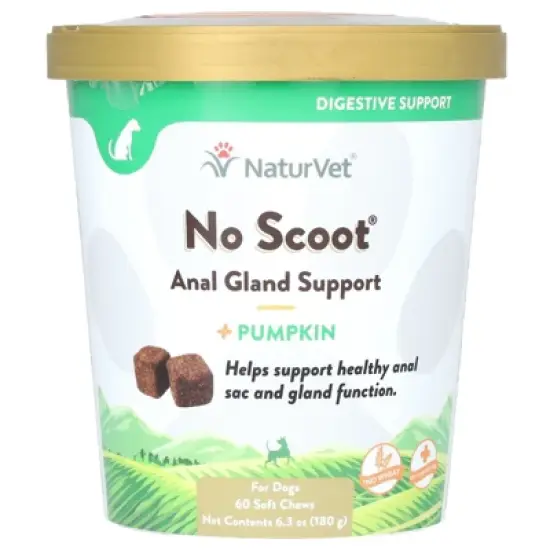 NaturVet No Scoot, Anal Gland Support + Pumpkin, For Dogs, 60 Soft Chews, 6.3 oz (180 g) image {4}
