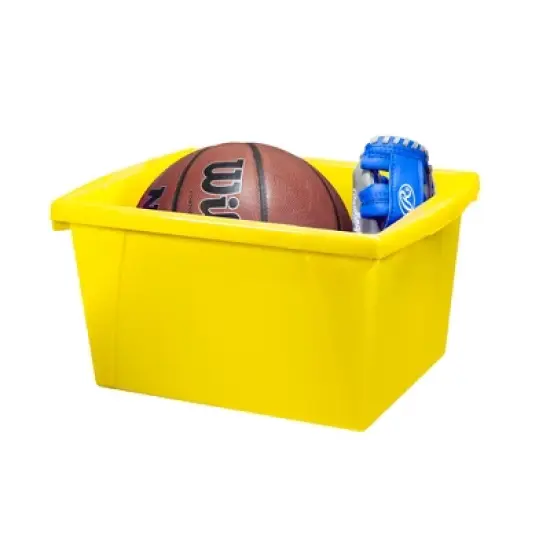 Storex 4 Gallon Storage Bin, Yellow image {4}