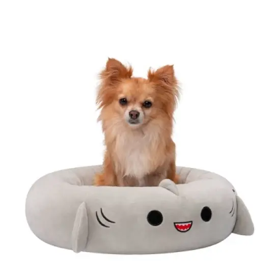 Squishmallows Gordon The Shark Cat and Dog Bolster Bed - Steel Gray image {6}