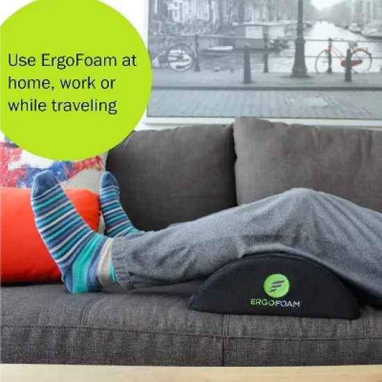 ErgoFoam Ergonomic Foot Rest Under Desk - Premium Velvet Soft Foam Footrest for Desk - Most Comfortable Desk Foot Rest in The World for Lumbar image {2}