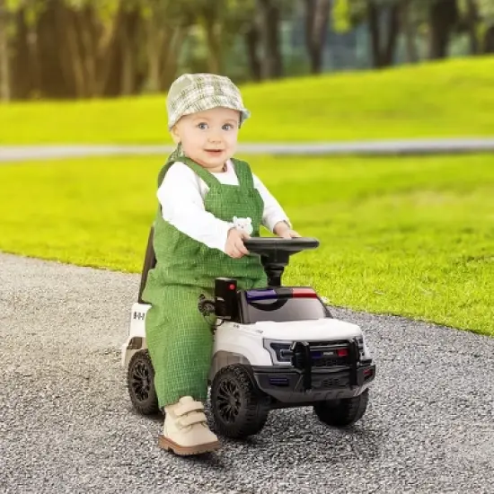 Aosom Kids Ride On Sliding Car with Hidden Under Seat Storage, Ride On Police Car for Toddler with Megaphone, Anti Dumping Device, Removable Backrest, Foot-to-Floor Design, Aged 18-60 Months image {1}