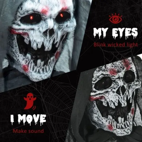 74" Life Size Outdoor Halloween Decorations Skeleton Witch, Animated Prop Animatronic Decor with Sound and Motion Activated, Light Up Eyes and Chest image {6}