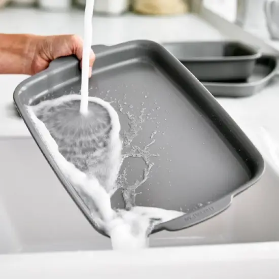 GreenPan Premiere Ovenware Ceramic Nonstick Cookie Quarter Sheet 13"x9" Gray: Aluminum, Dishwasher-Safe, PTFE & PFOA-Free image {8}