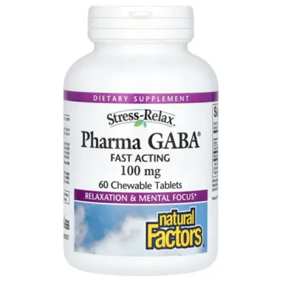 Natural Factors Stress-Relax, Pharma GABA, 100 mg, 60 Chewable Tablets image {3}