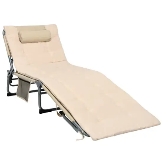 Tangkula 4-Level Oversize Folding Chaise Lounge Adjustable Outdoor Beach with Removable Cushion image {8}