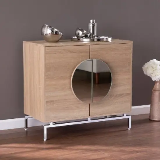 Befail Bar Cabinet with Wine Storage Natural/Chrome - Aiden Lane image {7}