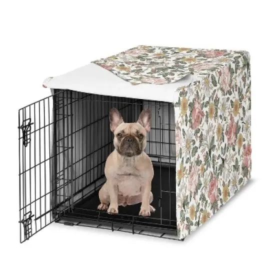 Sweet Jojo Designs Girl Dog Crate Kennel Cover 30in. Vintage Floral Pink Green and Yellow image {6}