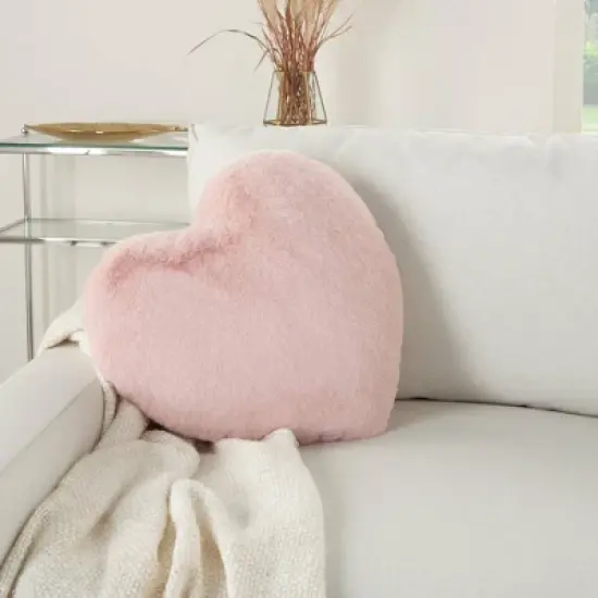 Rabbit Faux Fur Heart Throw Pillow Blush - Mina Victory image {2}