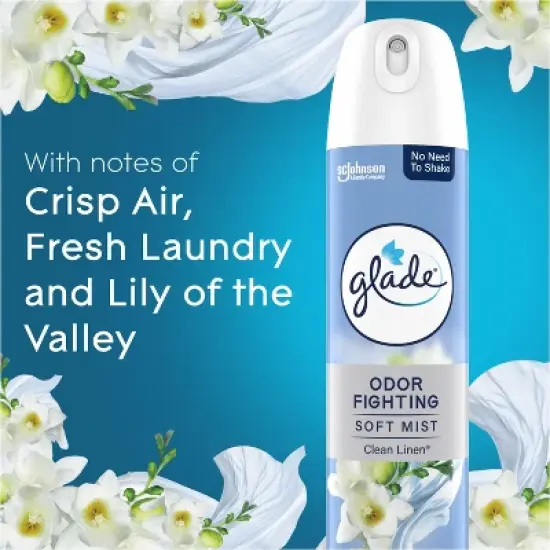 Glade Odor Fighting Soft Mist Aerosol Room Air Freshener - Clean Linen - 16oz/2ct image {6}