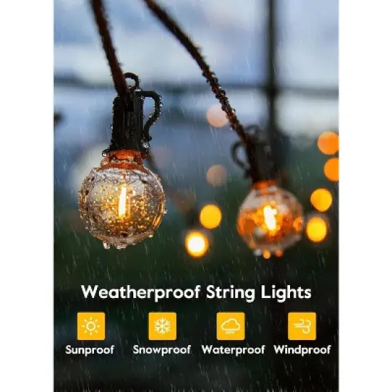 Itopfox 38Ft Outdoor String Lights with Remote & 15 Shatterproof LED Bulbs - Waterproof Patio Hanging Lamps for Porch Balcony Bistro Cafe image {3}