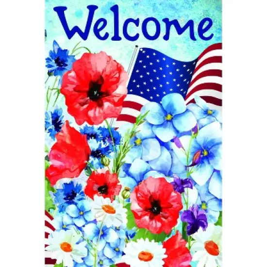 Northlight Welcome Patriotic Americana Outdoor Floral Garden Flag 18" x 12.5" image {3}