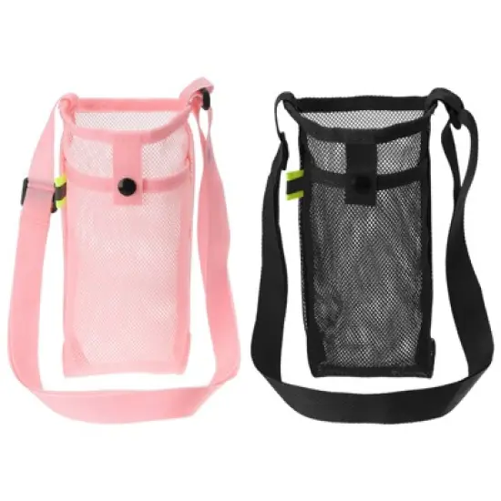 Unique Bargains Mesh Portable Adjustable Strap Water Bottle Bag for Sports 2 Pcs image {5}