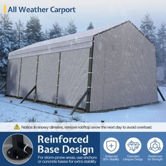 AMERLIFE 12x20x10.5 FT Metal Carport with Removable Waterproof Sidewalls image {6}