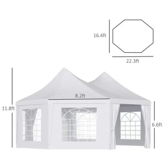 Resenkos Canopy, Outdoor Canopy Tent,Wedding Tent with Sidewalls, Heavy Duty Event Tent with 2 Doors and 6 Windows, White image {5}