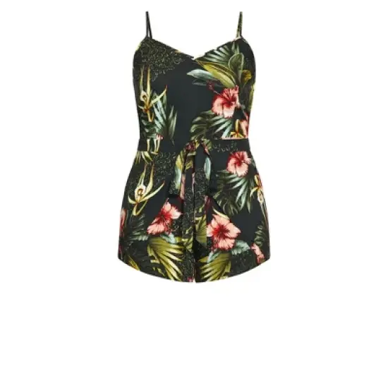 Women's Plus Size Tie Playsuit  - Black | CITY CHIC image {2}