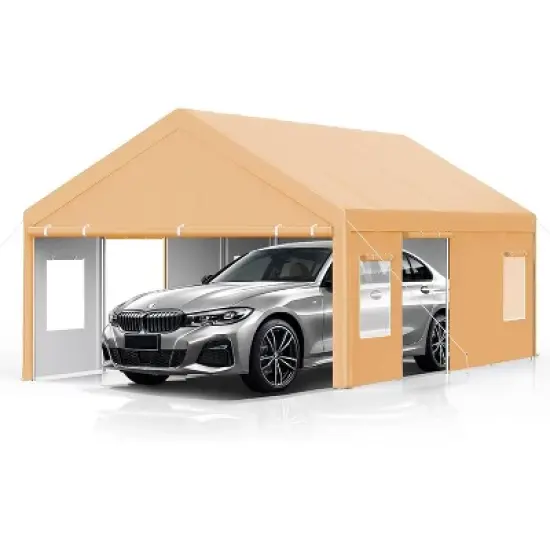 GustoWave 13x20 FT Heavy Duty Carport, Portable Garage for Cars, Boats, Trucks image {7}
