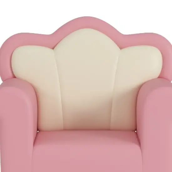 Polyester Kids Sofa, Princess Armchair for Children, Petal Shape Toddler Sofa Chair for Playroom, Children's Bedroom, Pink+White image {6}