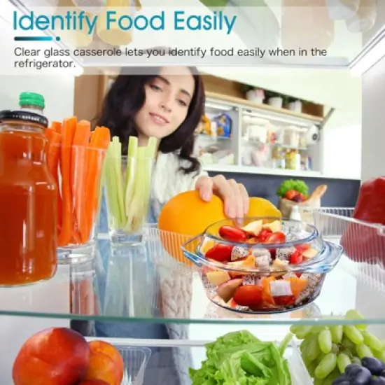 Itopfox Small Round Glass Casserole Dish with Lid, Microwave and Oven Safe Mini Glass Bowl for Cooking and Serving image {4}