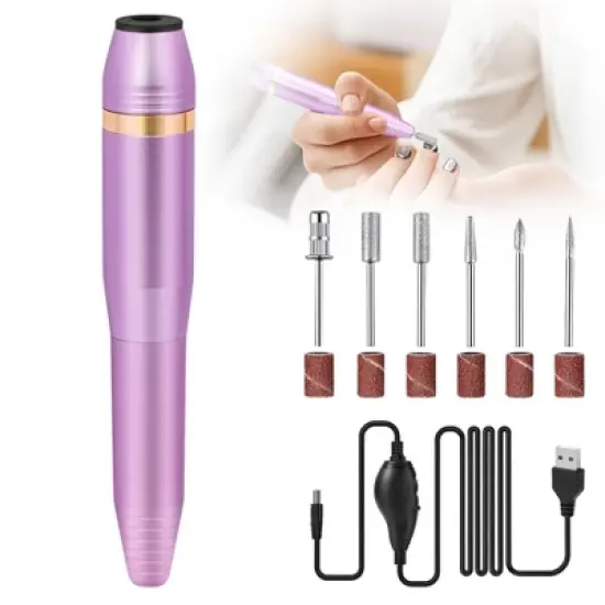 Portable Electric Nail Drill, Professional Nail File Kit for Acrylic, Gel Nails, Manicure Pedicure with Nail Drill Bits Sanding Bands Rose gold image {8}
