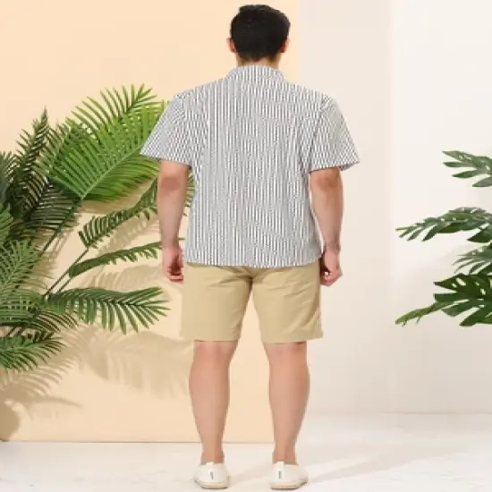 Lars Amadeus Men's Summer Striped Shirt Short Sleeves Casual Button Down Beach Shirts image {4}