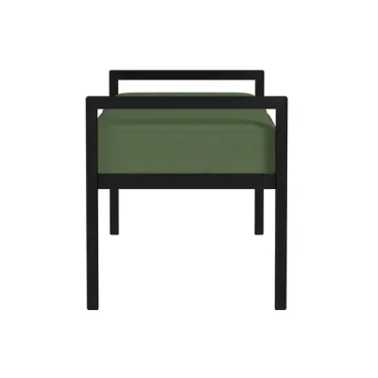 Modern Metal Bench Loden Green Velvet - HomePop image {3}