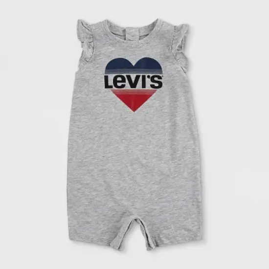 Levi's&reg; Baby Girls' Ruffle Sleeve Romper - Light Gray Heather image {5}