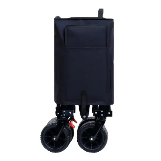 INFURNIC Wheelbarrows And Lawn Carts Collapsible Folding Wagon, Foldable Beach Wagon Garden Cart For Garden, Black, 46.85"*22.05"*41.34" image {3}