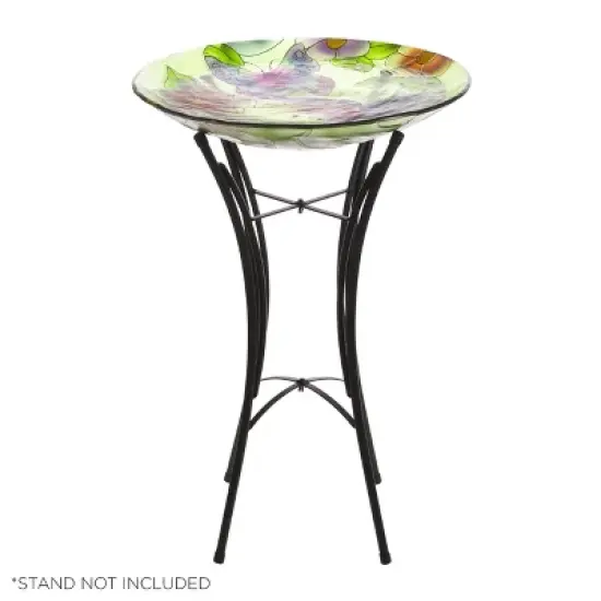 18" Glass Birdbath with Butterfly Purple - Alpine Corporation image {2}