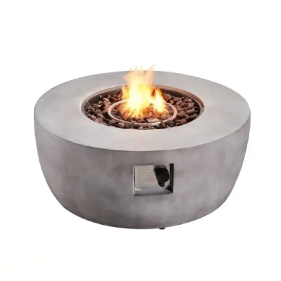 Modern 36" Outdoor Bowl Round Propane Gas Fire Pit with Concrete Base - Teamson Home image {2}
