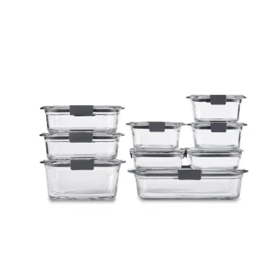 Rubbermaid Brilliance 18pc Glass Food Storage Container Set: Clear, Microwave & Dishwasher Safe, Includes Lids, 1-Year Warranty image {7}