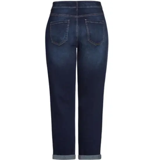 Women's Plus Size Girlfriend Rip Jean Dark Wash - tall | AVENUE image {6}