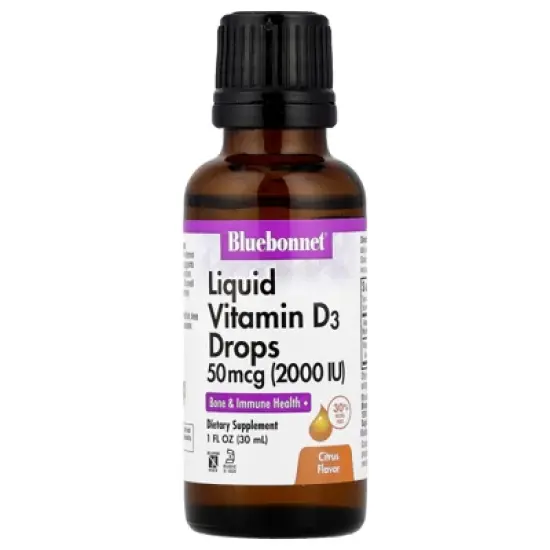 Bluebonnet Nutrition Liquid Vitamin D3 Drops, Citrus, 50 mcg (2,000 IU), 1 fl oz (30 ml) image {2}