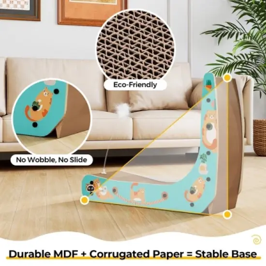 Sandinrayli L-Shape Cat Scratcher Lounge, Corrugated Cardboard Scratching Pad for Indoor Cats image {8}