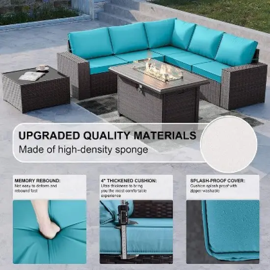 ALAULM 10PCS Outdoor Patio Furniture Set,PE Rattan Sectional Sofa Patio Conversation Sets image {6}