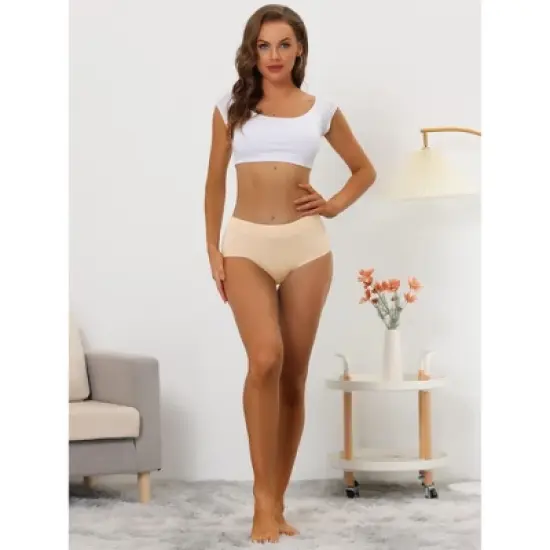 Allegra K Women's Packs Mid-Rise Comfortable Mesh Trim Solid Briefs Sets image {4}