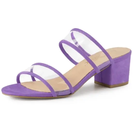 Allegra K Women's Clear Strap Block Heel Slide Sandals image {8}