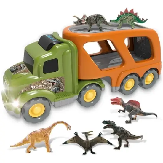 TopComfy Baby and Toddler Learning Toy Dinosaur Transport Truck Set with Educational Play Features for Kids, Multicolored, 17"*6.1"*7.1" image {5}