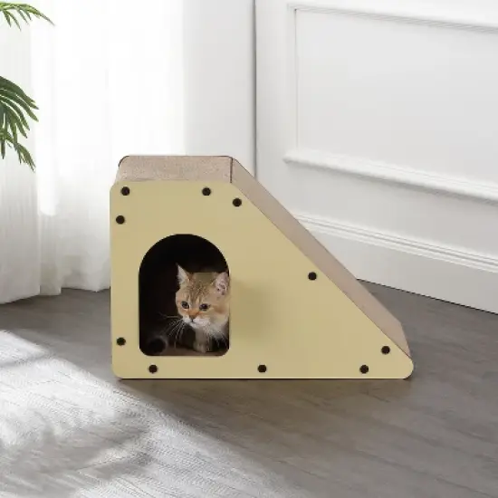 THE LICKER STORE Kento Minimalist Cardboard Angled Cat Cave Scratcher with Catnip image {5}