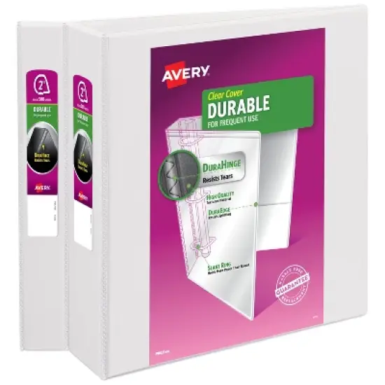 Avery Durable View 3 Ring Binders, 2 Inch Slant Rings, 2 White Binders (46041) image {7}