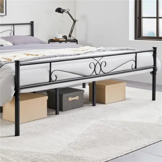 Yaheetech Metal-Framed Bed, Platform Bed with Headboard and Footboard image {3}