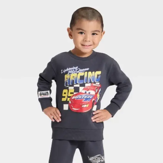 Toddler Boys' 2pc Disney Cars Lightning McQueen Racing Fleece Pullover and Bottom Set - Black image {2}