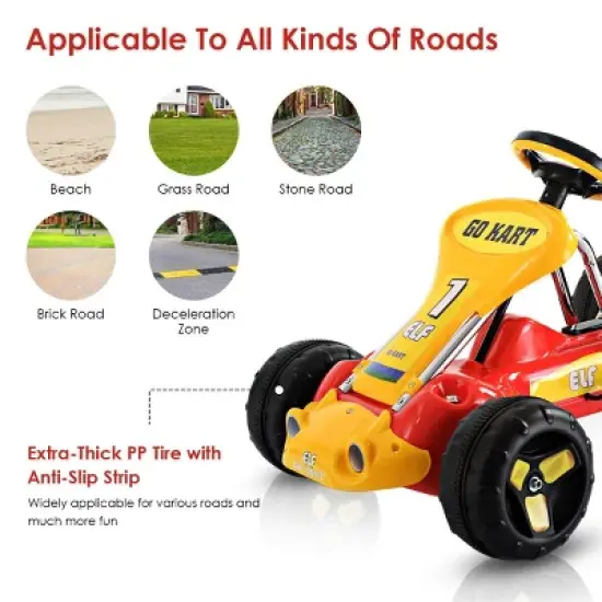 Costway Kids Go Kart Ride On Car Pedal Powered Car 4 Wheel Racer Toy Stealth Outdoor image {5}