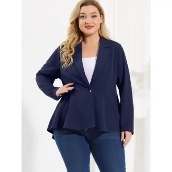 Agnes Orinda Women's Plus Size High-Low Hem Workwear Formal Peplum Blazers image {3}