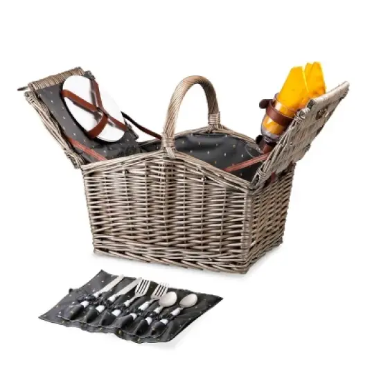 Picnic Time Piccadilly Picnic Basket - Anthology: Gray Willow Set for 2 with Tableware & Twist Lock Closure image {9}