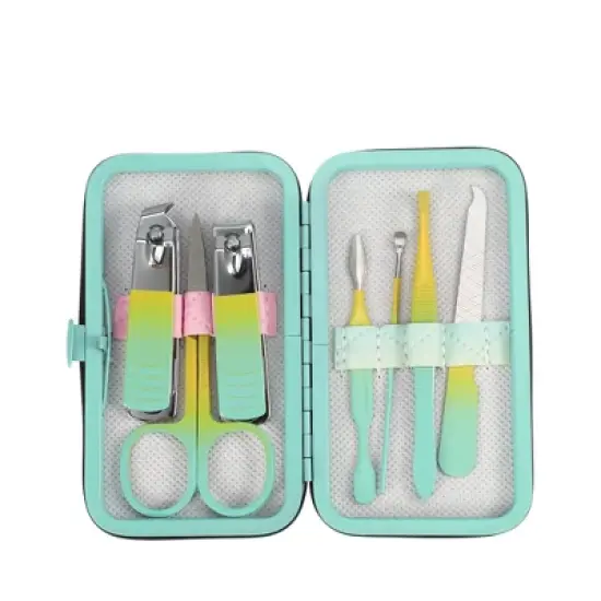 Unique Bargains Stainless Steel Manicure Nail Clippers Pedicure Tools Gradient 7 in 1 Set image {4}