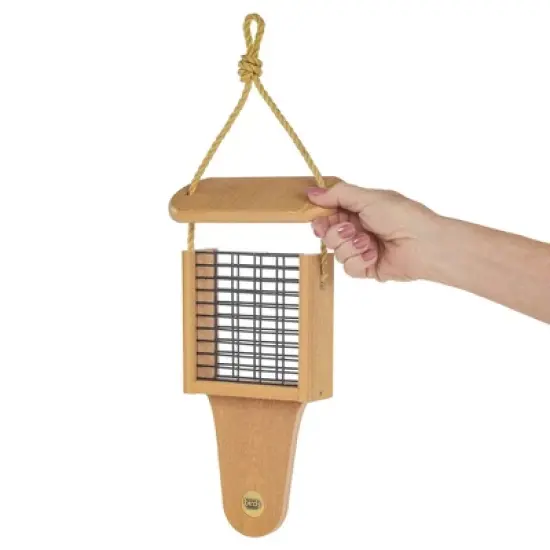 Bird Choice Modern Farmhouse Suet Bird Feeder 12" Natural Teak Brown image {3}