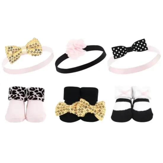 Hudson Baby Infant Girl 12Pc Headband and Socks Giftset, Gold Sequin Red Sequin, One Size image {1}