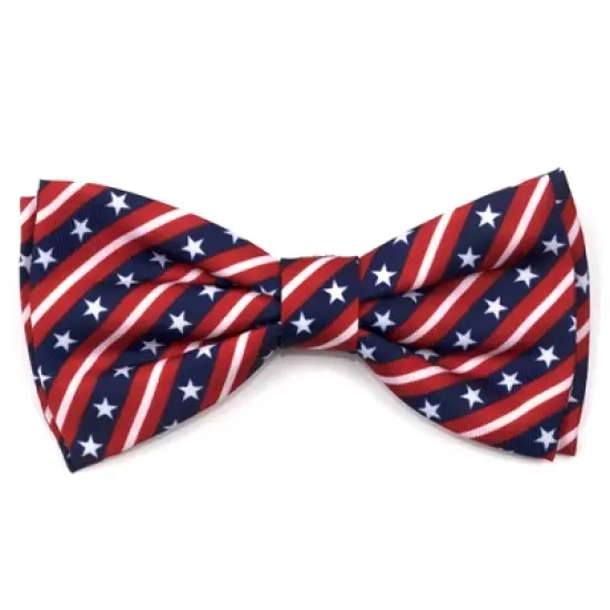 The Worthy Dog Bias Stars and Stripes Bow Tie Adjustable Collar Attachment Accessory image {4}
