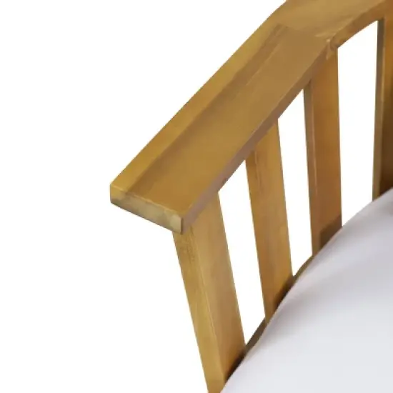 Solano Outdoor Wooden Loveseat with Cushions - White/Teak - Christopher Knight Home image {7}